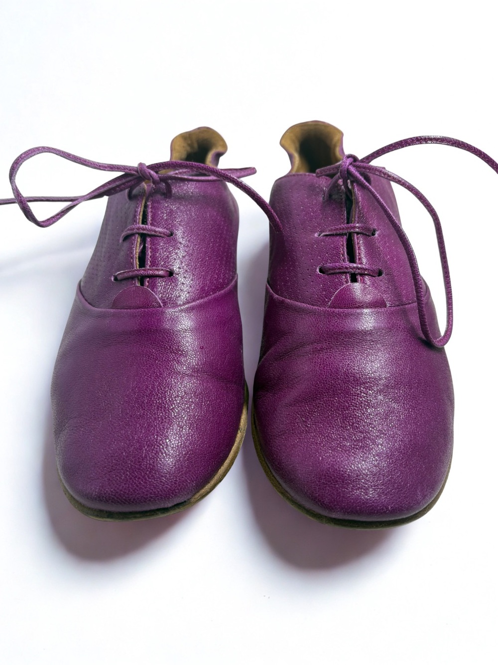 Women’s Purple Leather Lace-Up Flats